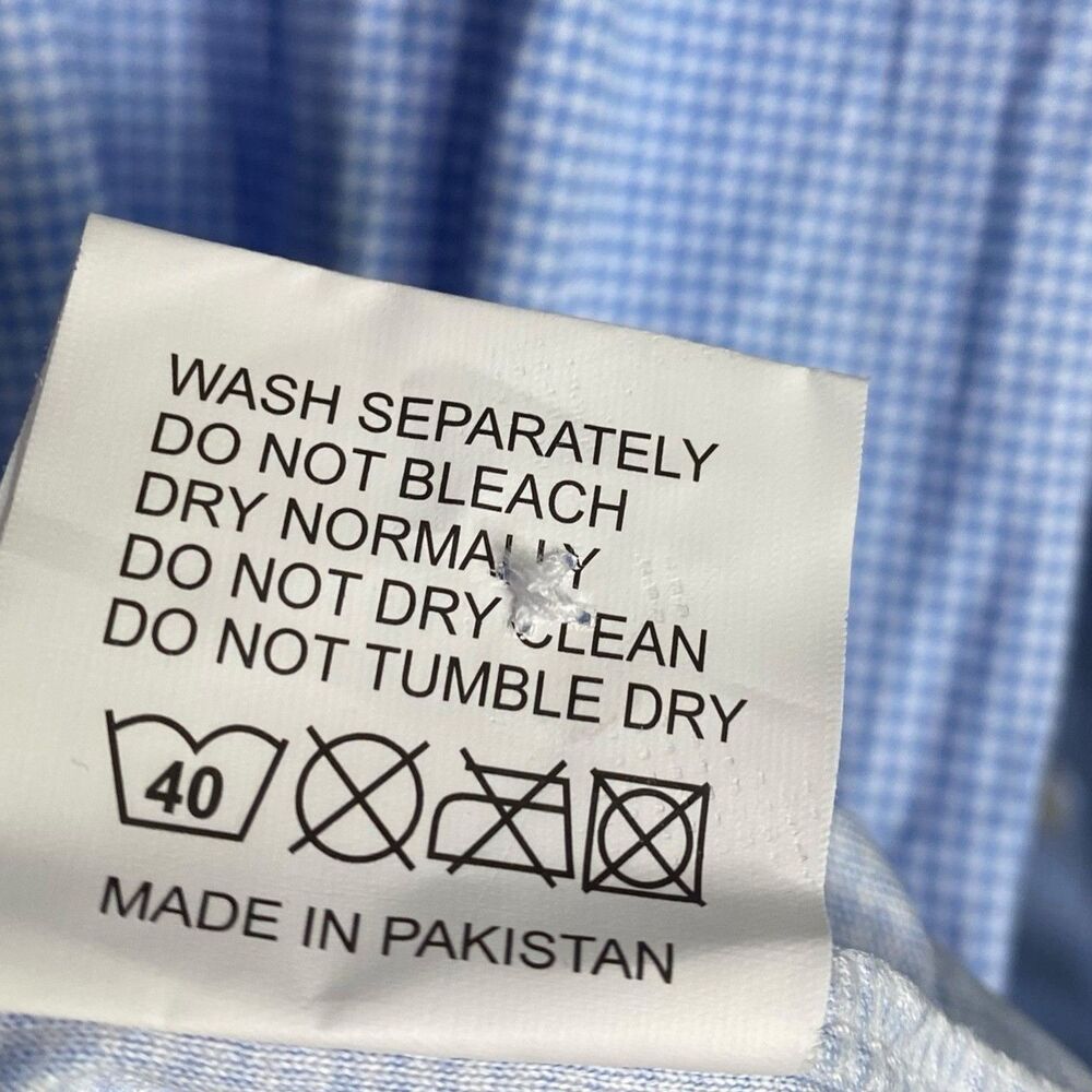 Collars & Co Polo Shirt Mens XL Blue Houndstooth Long Sleeve Dress Collar NWT - Picture 9 of 10